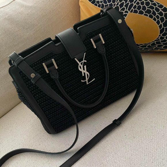 Yves Saint Laurent Handbags - YSL Yves Saint Laurent Cabas Woven Downtown Raffia Tote